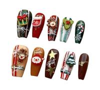 FashionCha Faux Ongles sur Le Thème Des Vacances pour Femmes, Design Autocollant Réutilisable avec éléments Festifs, S