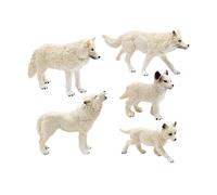 FashionCha Lot de 5 Figurines de Loups Blancs, Idéal pour Décorer Un Gâteau Ou Offrir en Cadeau.
