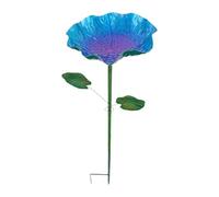 FashionCha Mangeoire à Oiseaux avec Bain d'oiseaux sur Poteau de Jardin Plateau en Fer pour Attirer Les Moineaux Approprié comme Cadeau pour Les Amoureux du Jar, Bleu