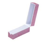 FashionCha Nail Drill Bit Holder Coffret pour Embouts de Lime Électrique Accessoires Salon et Maison Structure En Pp 30 Emplacements Brillants Con, Rose