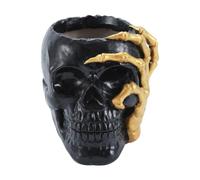 FashionCha Pot de Fleur Crâne Porte-Plante Tête de Mort Décoration de Balcon Figurine Originale Polyvalent pour Bonsaïs Adapté pour Le Bureau Les Fêtes et Les Ca, Main Blanche