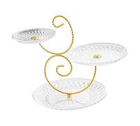 FashionCha Présentoir Cupcake Support à Desserts Trois Plateaux Distributeur de Friandises Plateau à Gâteaux Créatif Matériau PP Adapté Aux Réceptions Bureau Déc, Assiette Transparente