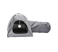 FashionCha Tente pour Chat Abri Multifonctionnel Tunnel Cachette Espace de Jeu Intérieur Lit de Camping en Tissu Oxford Respirant et Robuste Adaptée pour Les Ch, Gris