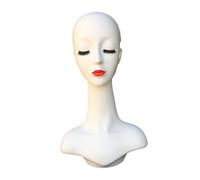 FashionCha Tête de mannequin femme, tête d'entraînement, support de perruque, présentoir pour perruques et colliers, Lèvre Rouge