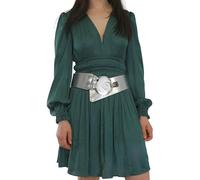 FASHIONGEN - Ceinture en Cuir véritable large femme boucle ronde croisé SOLAINE - Argenté, 2XS-XS