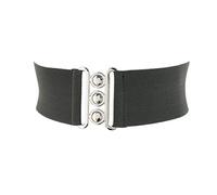 FASHIONGEN - Ceinture femme élastique, ceinture large à boucle 3 boutons, style vintage, GLORIA Fabriqué en France - Gris (Boucle argenté), XL