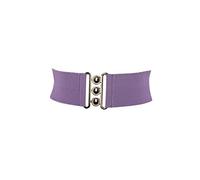 FASHIONGEN - Ceinture femme élastique, ceinture large à boucle 3 boutons, style vintage, GLORIA Fabriqué en France - Violet (Boucle doré), XS