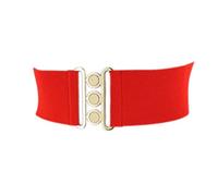 FASHIONGEN - Ceinture femme élastique, ceinture large à boucle 3 boutons, style vintage, GLORIA Fabriqué en France - Rouge (Boucle doré), 2XL