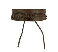 FASHIONGEN - Ceinture femme Obi en Véritable Cuir de Vachette Pleine Fleur, Ceinture pour robe, CASSIANE - Marron, S-M