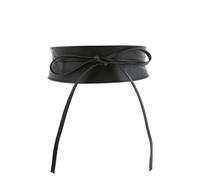 FASHIONGEN - Ceinture femme Obi en Véritable Cuir de Vachette Pleine Fleur, Ceinture pour robe, CASSIANE - Noir, L-XL