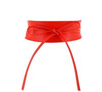 FASHIONGEN - Ceinture femme Obi en Véritable Cuir de Vachette Pleine Fleur, Ceinture pour robe, CASSIANE - Rouge, S-M