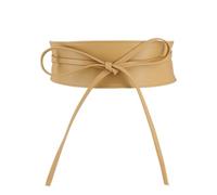 FASHIONGEN - Ceinture femme Obi en Véritable Cuir de Vachette Pleine Fleur, Ceinture pour robe, CASSIANE - Beige, 2XL