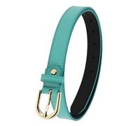 FASHIONGEN - Ceinture pour femme en Cuir Italien, LUNA, Fabriqué en France - Bleu d'eau (Boucle doré), 90