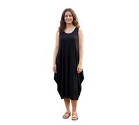 FASHIONISM Lagenlook Robe parachute italienne tulipe grande taille coupe ample ourlet ballon midi robe tunique d'été respirante