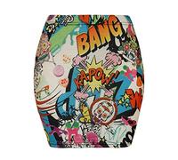 FASHIONISM Mini jupe imprimée en jersey élastique extensible pour femme, Bang Print, 44-46