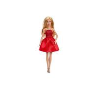 Barbie Poupée Fashionista Ruby JGD25 – 80e anniversaire, robe rouge, cheveux blonds, collier argenté