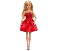 Barbie Poupée Fashionista Ruby JGD25 – 80e anniversaire, robe rouge, cheveux blonds, collier argenté