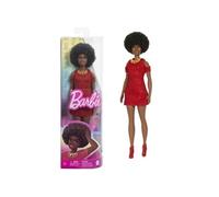 -Fashionistas 221-Poupée avec cheveux noirs et robe rouge HRH18