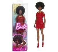 -Fashionistas 221-Poupée avec cheveux noirs et robe rouge HRH18 Rouge G