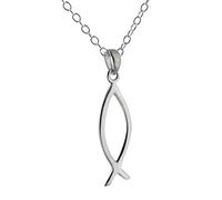 FashionJunkie4Life Sterling Silver Christian Fish Ichthus Faith Symbol Pendant Necklace, 18" Cable Chain