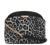 FashionPuzzle Petit sac à bandoulière dôme imprimé léopard avec sangle en chaîne, Noir classique/noir, Taille unique