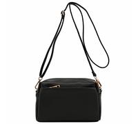 FashionPuzzle Petit sac à bandoulière triple fermeture éclair, Noir, Taille unique