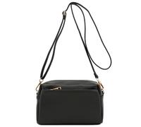 FashionPuzzle Petit sac à bandoulière triple fermeture éclair, Noir, Taille unique