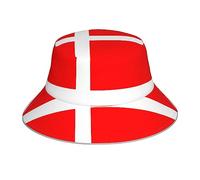Fashions Chapeau bob réfléchissant pour homme et femme Protection pour voyage camping Danemark Imprimé drapeau danois Noir, noir, taille unique