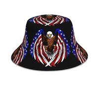 Fashions Chapeau bob réfléchissant pour homme et femme Protection pour voyage camping Drapeau USA Motif aigle patriotique Noir, noir, taille unique
