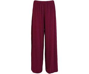 Fashion's island Pantalon Palazzo évasé à jambe large pour femme Taille élastique Uni, bordeaux, 52-54