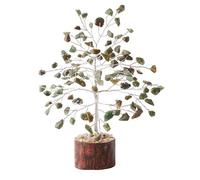 FASHIONZAADI Green Aventurine Natural Gemstone Feng Shui Bonsai Money Tree Healing Crystals Chakra Trees Reiki Stone Good Luck Chakras Crystal Home Office Décor Gift Size -7-8 inch (Silver Wire)