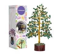 FASHIONZAADI Green Aventurine Natural Stone Feng Shui Bonsai Money Tree for Chakra Balancing Good Luck EMF Protection Healing Table Décor Health Prosperity Size 10 inch (Golden Wire)