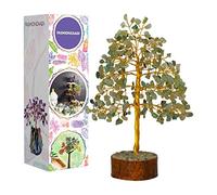 FASHIONZAADI Green Jade Gemstone Bonsai Money Tree Healing Crystals Chakra Trees Reiki Stone Good Luck Chakra Crystal Home Office Table Décor Decorative Figurine Gift Size -10 inch (Golden Wire)