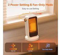 Fashioz Chauffage d'Appoint Portable, 1200W Mini Chauffage Soufflant Electrique à Trois Vitesses, Radiateur Silencieux Economique Contre la Surchauffe, Petit Radiateur pour Chambre, Salon, Bureau