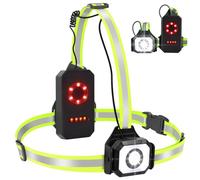 Fashioz Lampe de Course à Pied, 500 Lumens Lampe Pectorale Running avec 7 Modes LED, Réglable à 90°, Éclairage Étanche IPX4 pour Course avec Bandes Réfléchissantes pour Jogging Sports Extérieur