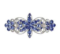 Faship Gorgeous Blue Rhinestone Crystal Flora Hair Barrette Clip - Blue