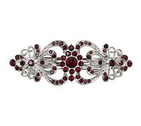Faship Magnifique barrette à cheveux en cristal bordeaux avec cœurs et fleurs