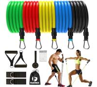 Fashnex Ensemble de bandes de résistance pour exercice, étirement et tonification avec poignées en mousse, ancrage de porte, sangle de cheville et sac de transport pour homme, femme (68 kg),