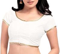 Fashnkart Bollywood Saree Blouse pour Femme Indienne fête de Mariage Saree Blouse Dupion Soie Devant Ouvert