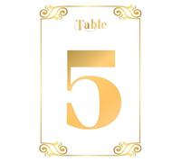 Fashnkart - carte de Table numéro doré 1-40, Double face, pour réception de mariage, événement, fête prénatale, anniversaire, 5x7