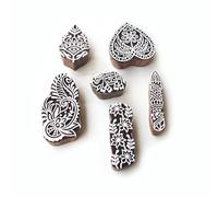 Fashnkart Coeur et Éléphant Motif Block Print Tampons en Bois (Ensemble de 6)