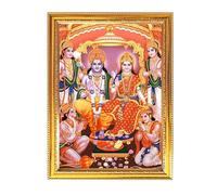 Fashnkart Hidu Lord Ram Sita Mata, Hanuman, Laxman, Bharat et Shatrudhan Cadre photo doré pour Pooja indien avec un thème religieux ou spirituel Temple Puja Décoration d'intérieur 30 x 40 cm