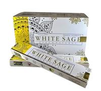 Fashnkart Lot de 12 bâtons d'encens Deepika à la Sauge Blanche pour Pendaison de crémaillère, Temple Pooja, méditation et Yoga, roulés à la Main Masala Aggarbatti