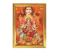 Fashnkart Maa Amba With Shiva God Photo with Golden Frames For Pooja Indian Worship Religiious Ritual House Warming Wall Table Puja Room 30 x 15,7 cm
