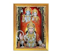 Fashnkart Maa Sita avec Ram Ji et Hanuman Ji Cadre photo doré pour Pooja indien avec un thème religieux ou spirituel Temple Puja Décoration d'intérieur 30 x 40 cm