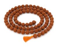 Fashnkart Mala 5 Mukhi Rudraksha Collier de méditation naturel original de 108 perles pour hommes et femmes, guérison spirituelle, Mala japonais sans fermoir, prière hindoue traditionnelle (12 mm)