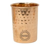 Fashnkart Verres en cuivre pur Eau potable Santé ayurvédique Gobelets en cuivre pur 10,14 oz 300 ml (Martelé)