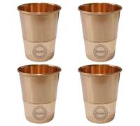Fashnkart Verres en cuivre pur Eau potable Santé ayurvédique Gobelets en cuivre pur 10,14 oz 300 ml Lot de 4 (À moitié martelé)