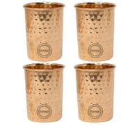 Fashnkart Verres en cuivre pur Eau potable Santé ayurvédique Gobelets en cuivre pur 10,14 oz 300 ml Lot de 4 (Martelé)