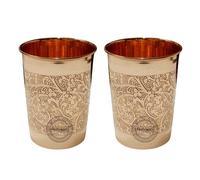 Fashnkart Verres en cuivre pur pour eau potable Santé ayurvédique Gobelets en cuivre pur 10,14 oz 300 ml Lot de 2 (En relief)